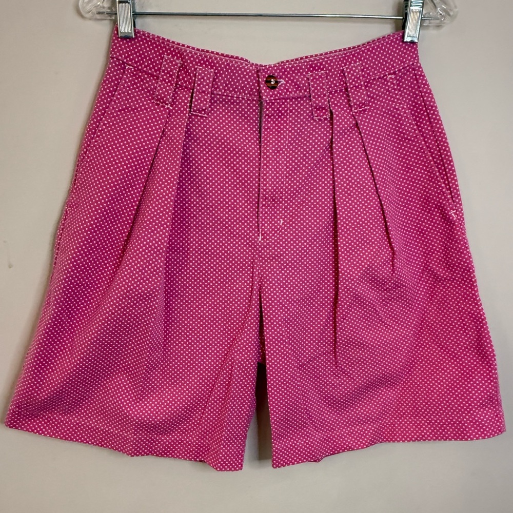Cenza pink & white polka dot shorts front pleats SZ 10